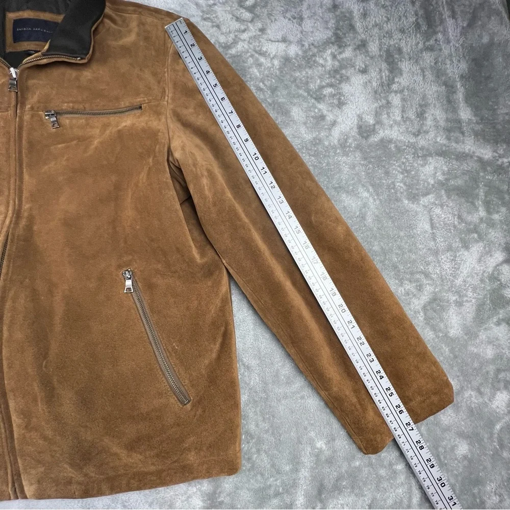 Vintage Banana Republic Suede Leather Jacket Mens Size XL Tan Moto Lined Y2K